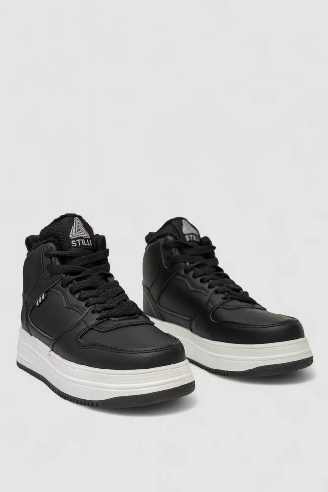 Купить Кроссовки женские зимние на меху, цвет черно-белый, 248RBB13 - Фото №3