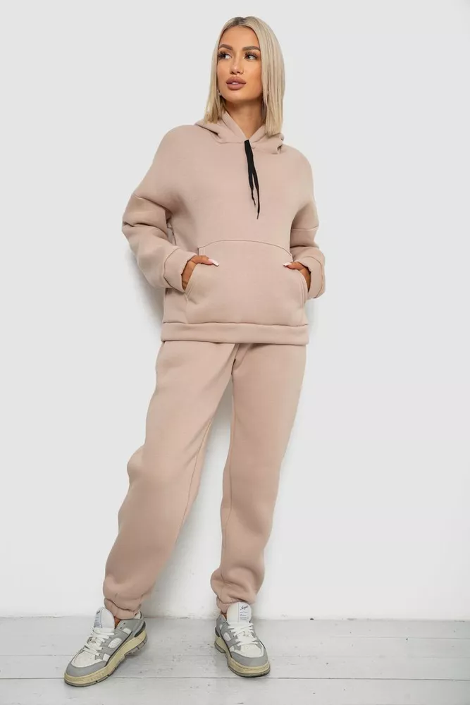 Купить Спортивный костюм женский на флисе  -уценка, цвет светло-бежевый, 238R5726-U-9 - Фото №1