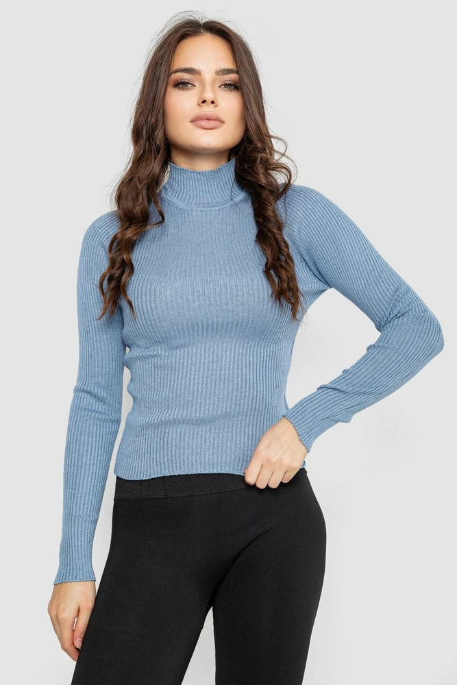 Купить Водолазка женская в рубчик, цвет джинс, 214R91306 - Фото №1