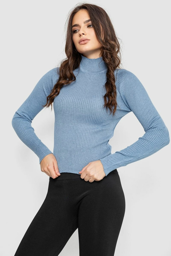 Купить Водолазка женская в рубчик, цвет джинс, 214R91306 - Фото №3