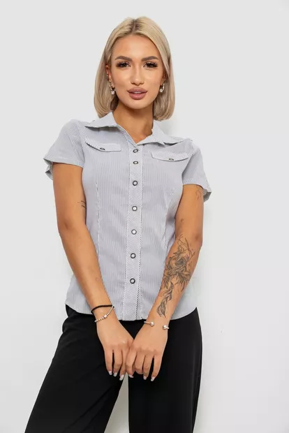 Сорочка класична в смужку  -уцінка, колір сіро-білий, 230R667-U-102