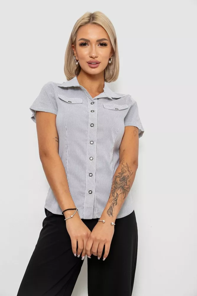 Купить Рубашка классическая в полоску  -уценка, цвет серо-белый, 230R667-U-104 оптом - Фото №1