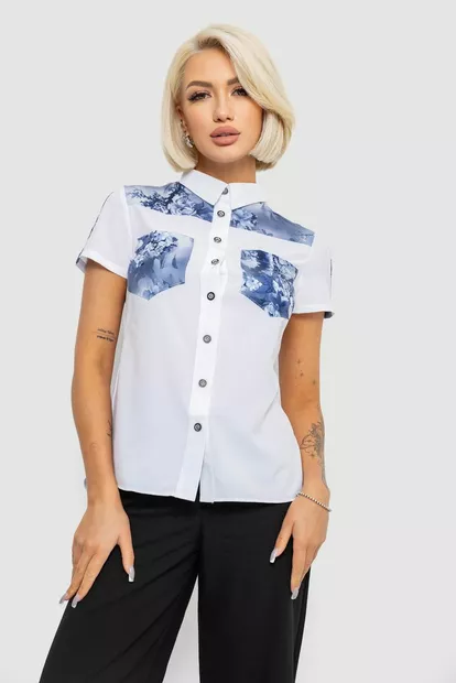 Сорочка класична з принтом, колір білий, 230R7211-1