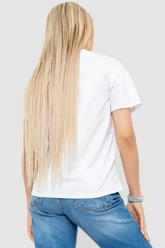 Купити Футболка жіноча з принтом, колір білий, 221R3008-1 - Фото №4