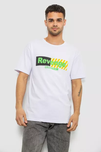 Футболка чоловіча з принтом, колір білий, 244R1020
