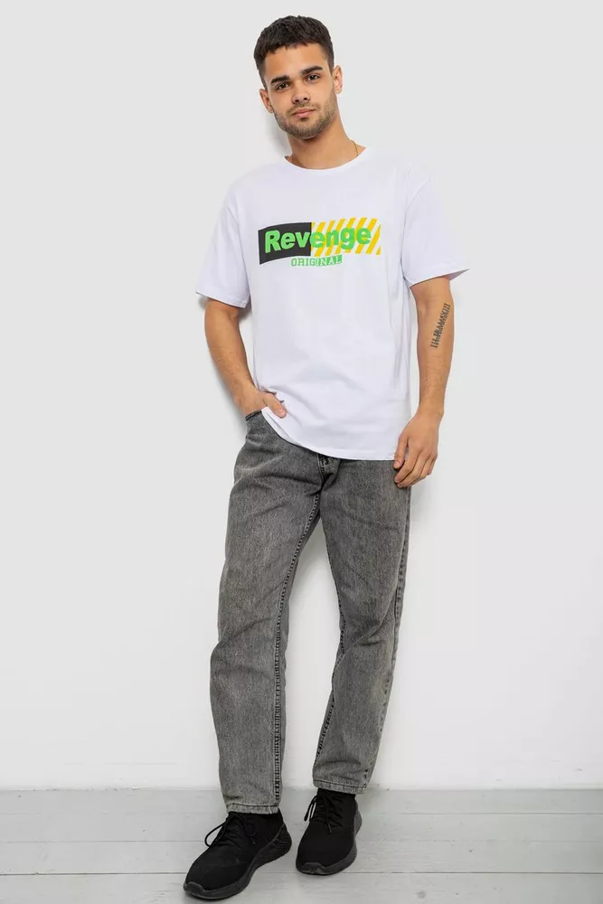 Купить Футболка мужская с принтом, цвет белый, 244R1020 - Фото №2