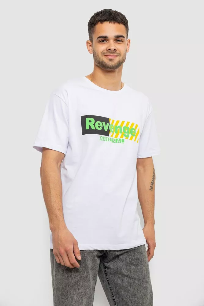 Купить Футболка мужская с принтом, цвет белый, 244R1020 - Фото №3