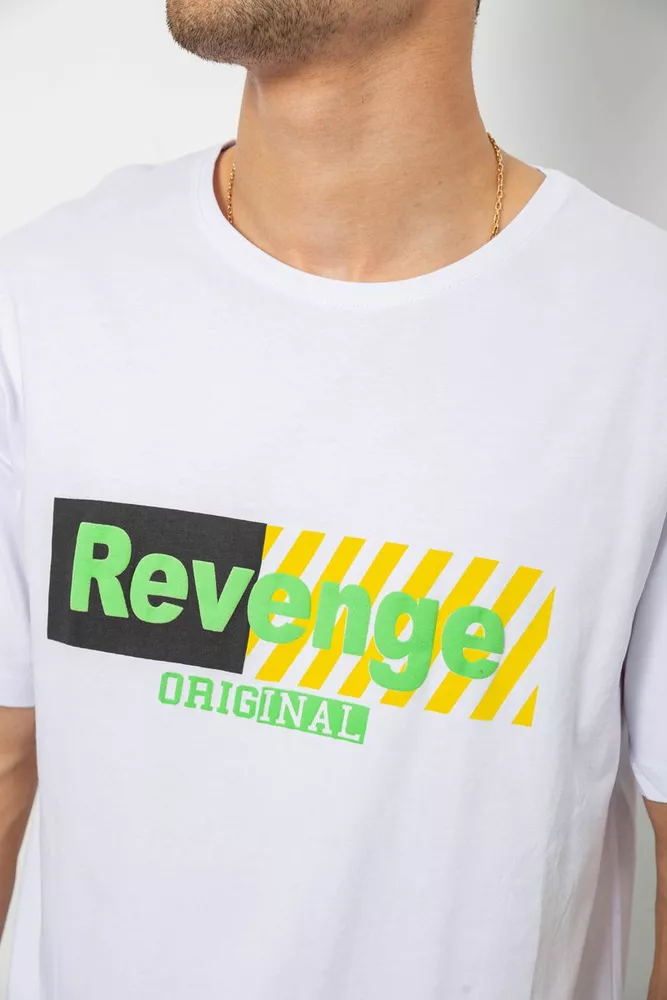 Купить Футболка мужская с принтом, цвет белый, 244R1020 - Фото №5