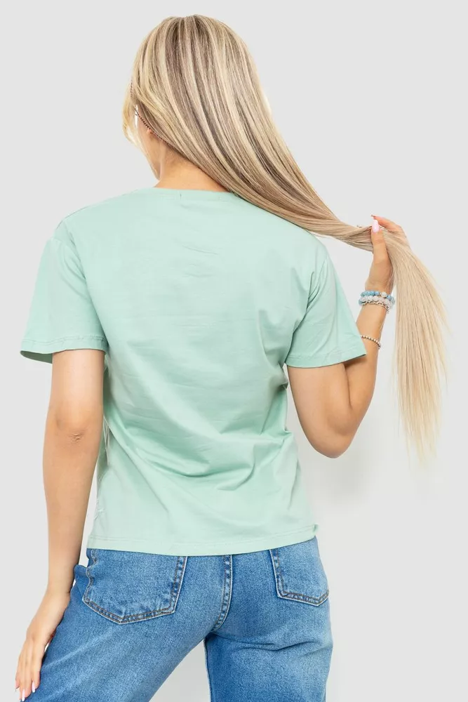 Купить Футболка женская с принтом, цвет оливковый, 221R3008-1 оптом - Фото №4
