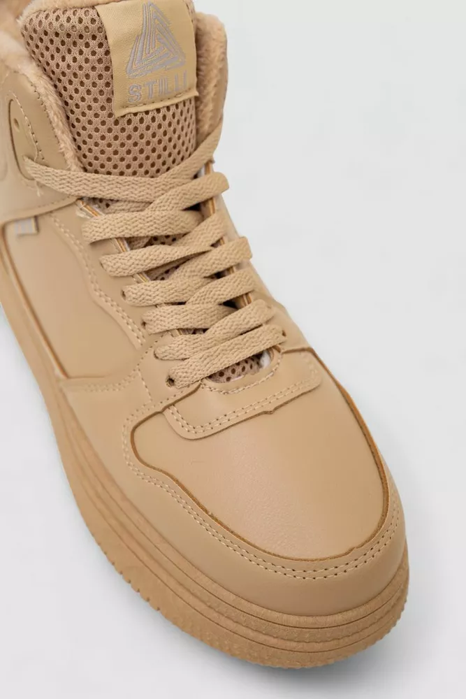 Купити Кросівки жіночі зимові на хутрі, колір темно-бежевий, 248RBB13 - Фото №2