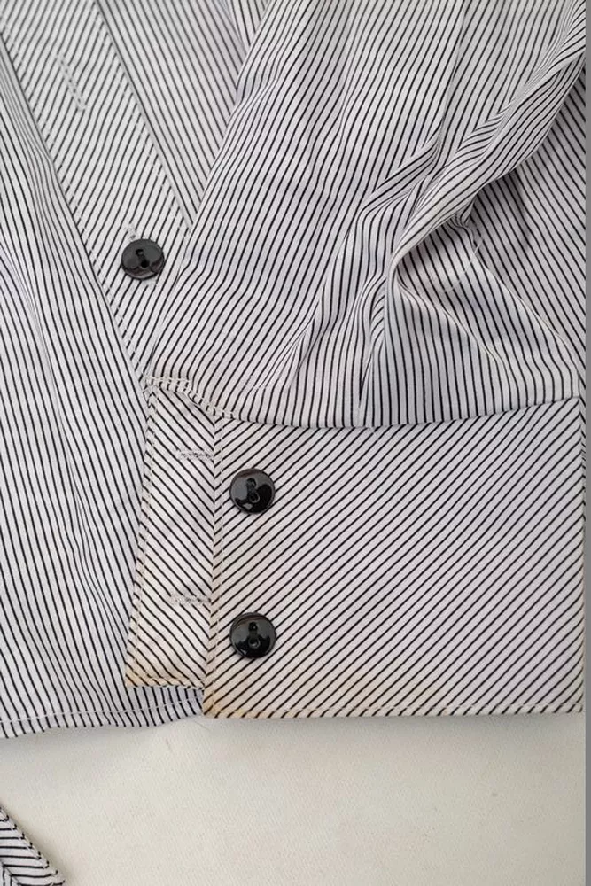 Купити Сорочка класична в смужку  -уцінка, колір біло-чорний, 230R66-1-U-83 - Фото №6