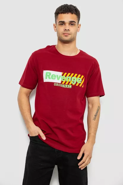 Футболка чоловіча з принтом, колір бордовий, 244R1020