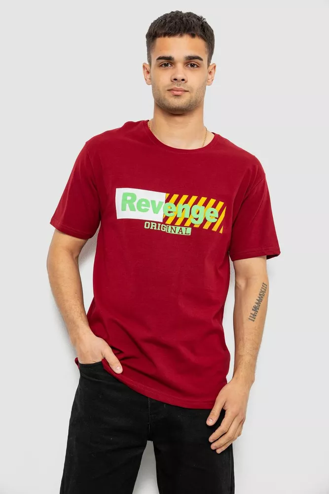 Купить Футболка мужская с принтом, цвет бордовый, 244R1020 - Фото №1