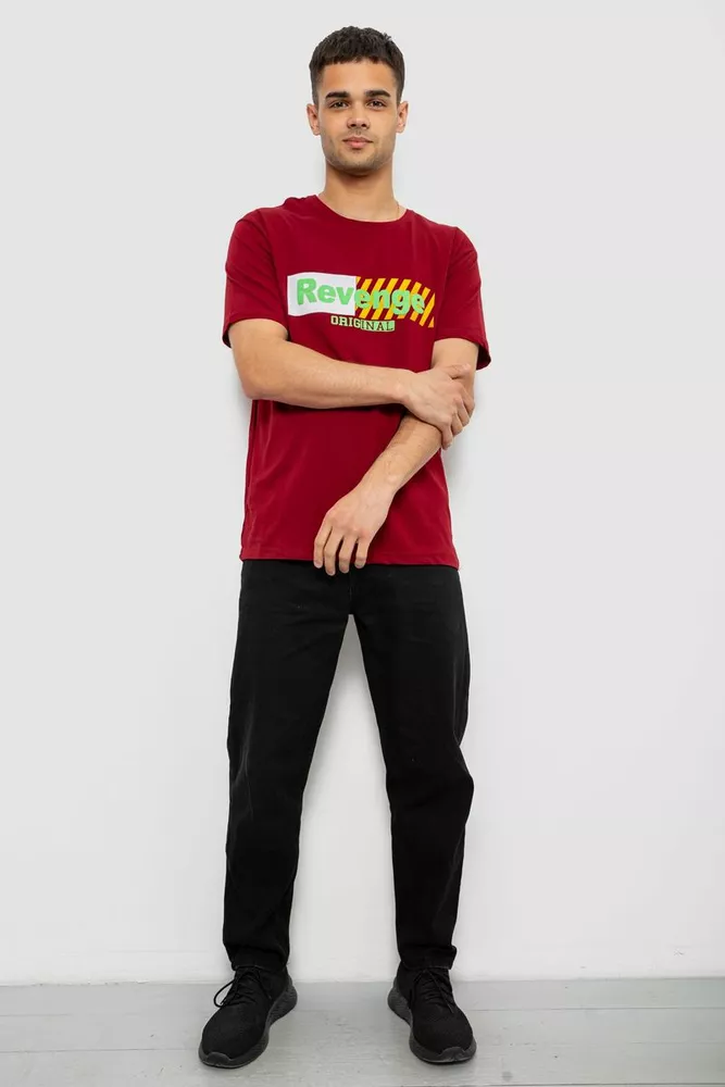 Купить Футболка мужская с принтом, цвет бордовый, 244R1020 - Фото №2