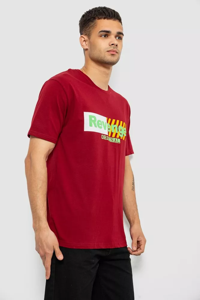 Купить Футболка мужская с принтом, цвет бордовый, 244R1020 - Фото №3