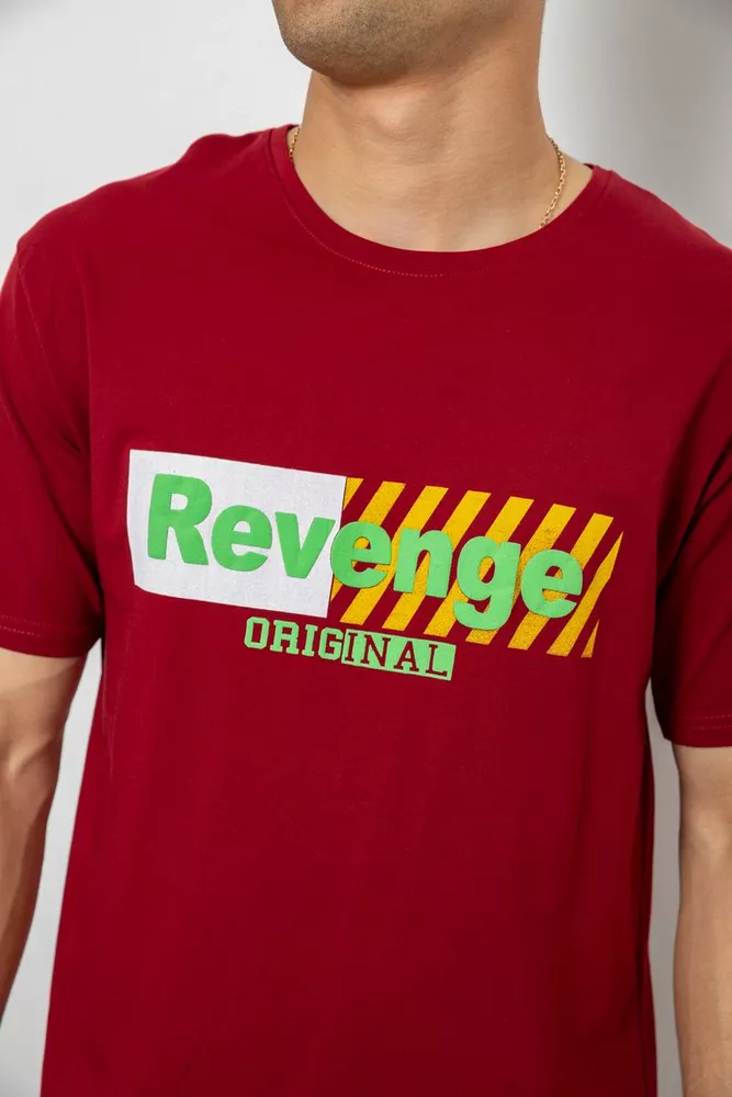 Купить Футболка мужская с принтом, цвет бордовый, 244R1020 - Фото №5