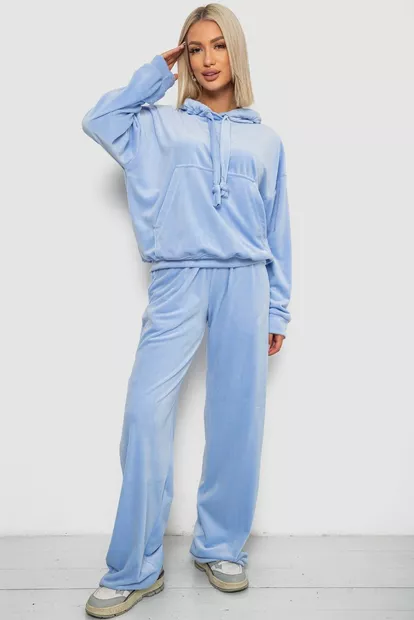 Спортивний костюм жіночий велюровий  -уцінка, колір блакитний, 241R2001-20-U-3