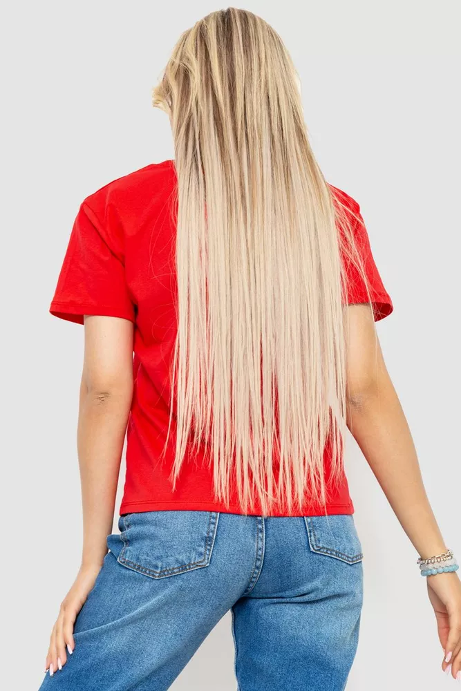 Купити Футболка жіноча з принтом, колір червоний, 221R3008-1 - Фото №4