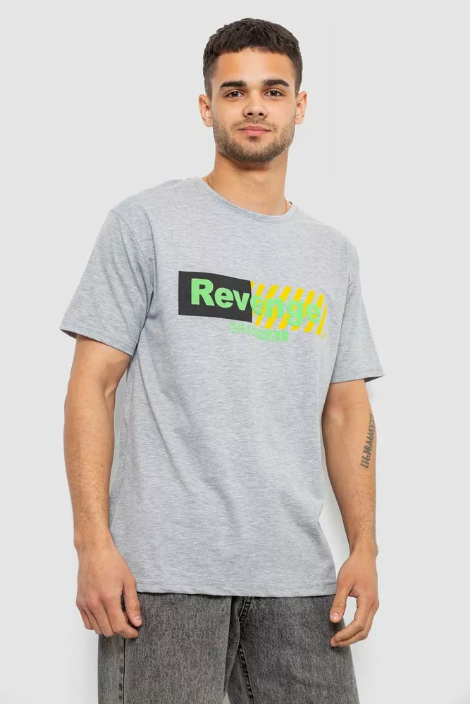 Купить Футболка мужская с принтом, цвет серый, 244R1020 - Фото №3