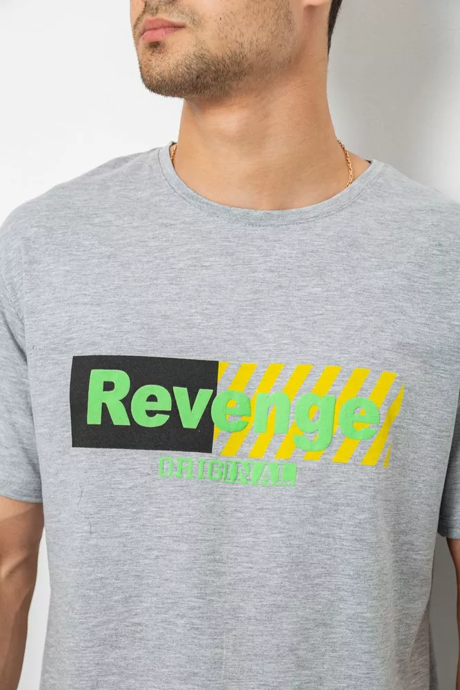 Купить Футболка мужская с принтом, цвет серый, 244R1020 - Фото №5