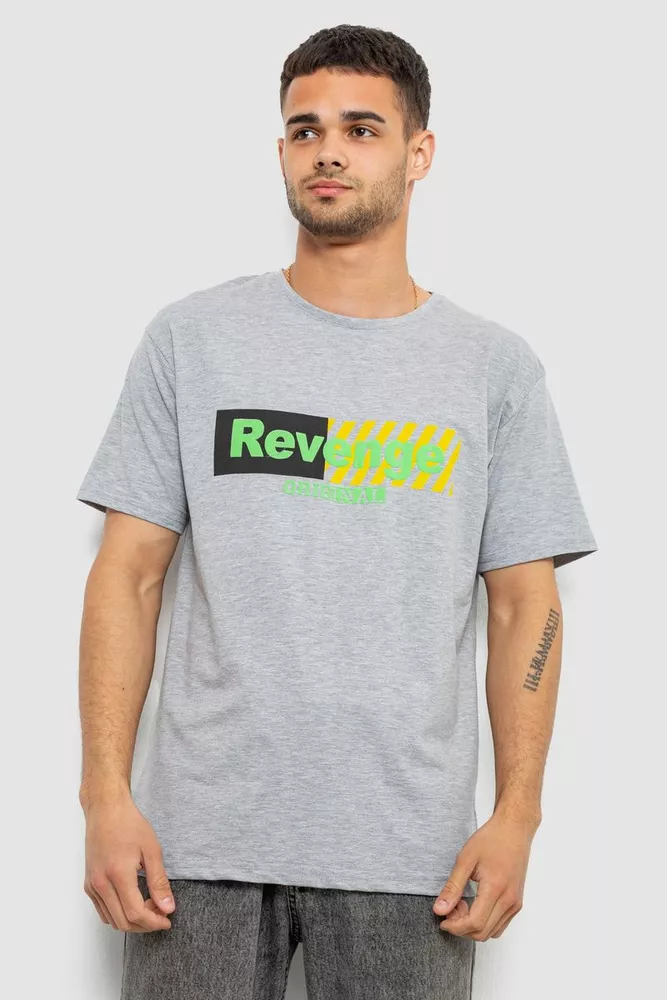 Купить Футболка мужская с принтом, цвет серый, 244R1020 - Фото №1