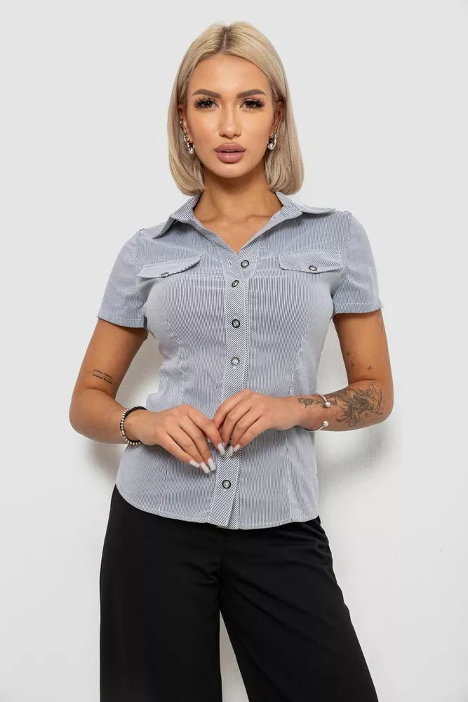 Купить Рубашка классическая в полоску  -уценка, цвет серый, 230R667-U-101 оптом - Фото №1