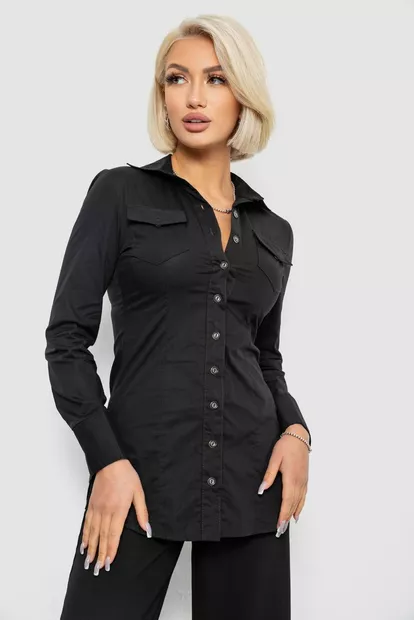 Рубашка женская однотонная, цвет черный, 230R302