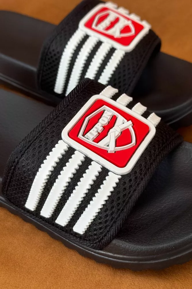 Купить Шлепанцы женские с аппликацией, цвет черный, 243R5030-4 - Фото №2