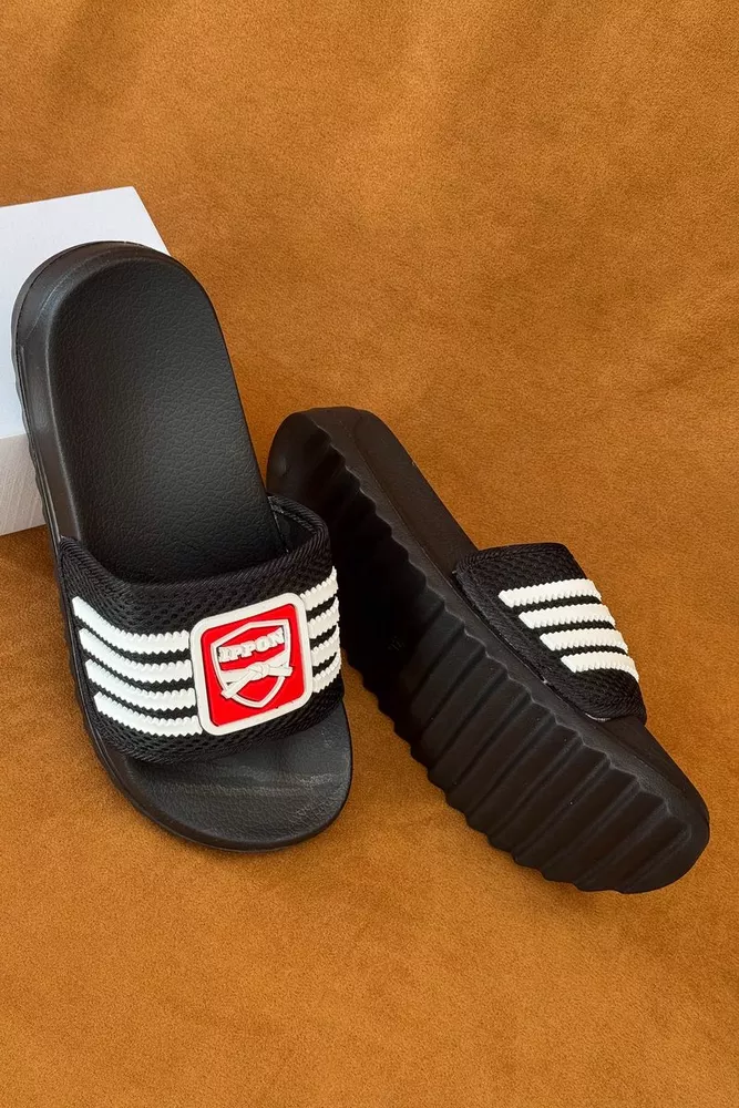 Купить Шлепанцы женские с аппликацией, цвет черный, 243R5030-4 - Фото №3