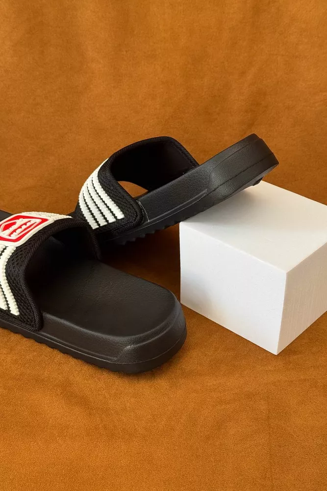 Купить Шлепанцы женские с аппликацией, цвет черный, 243R5030-4 - Фото №5