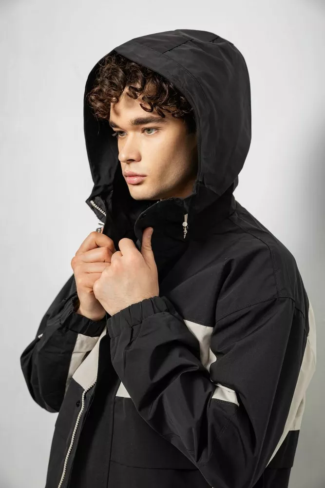 Купити Вітровка чоловіча з принтом  -уцінка, колір чорний, 214R603-1-U-18 оптом - Фото №8