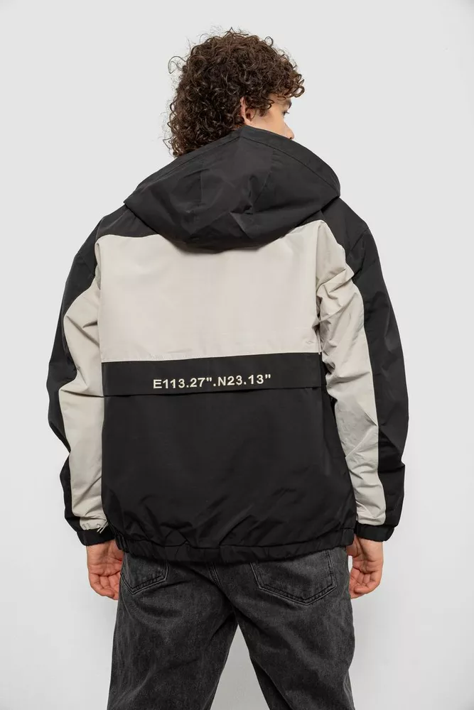 Купить Ветровка мужская с принтом  -уценка, цвет черный, 214R603-1-U-20 - Фото №5