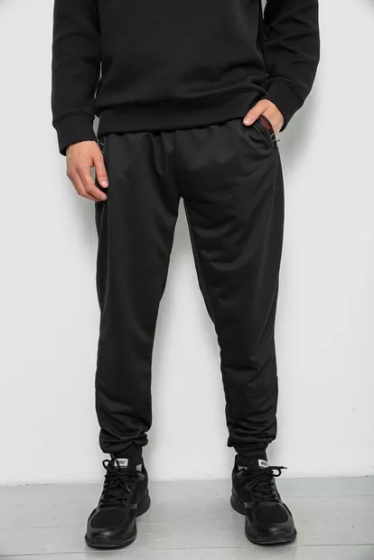 Спортивні штани чоловічі однотонні, колір чорний, 244R41736
