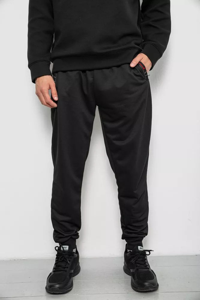 Купить Спортивные штаны мужские однотонные, цвет черный, 244R41736 - Фото №1