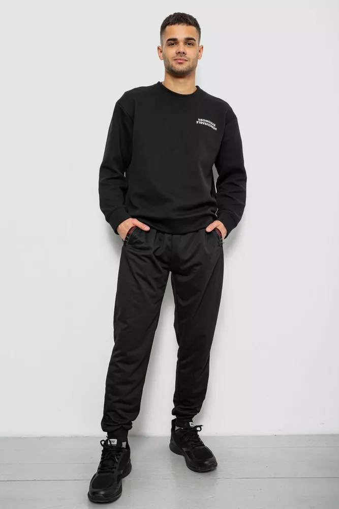 Купить Спортивные штаны мужские однотонные, цвет черный, 244R41736 - Фото №2