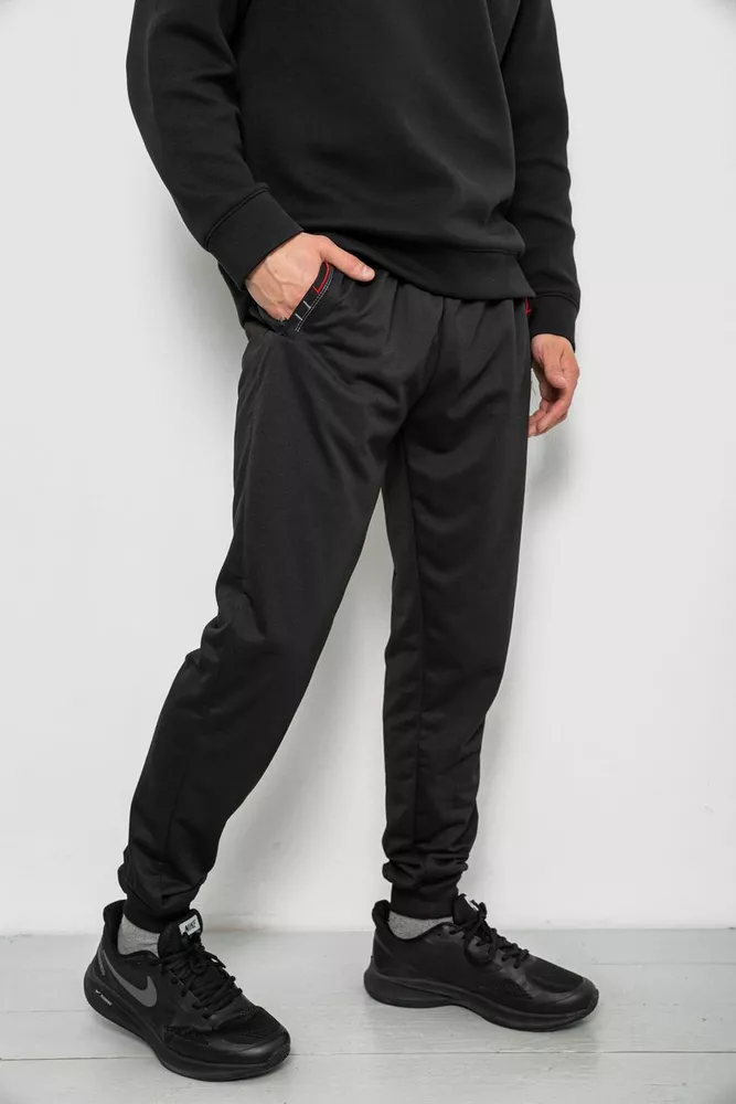 Купить Спортивные штаны мужские однотонные, цвет черный, 244R41736 - Фото №3