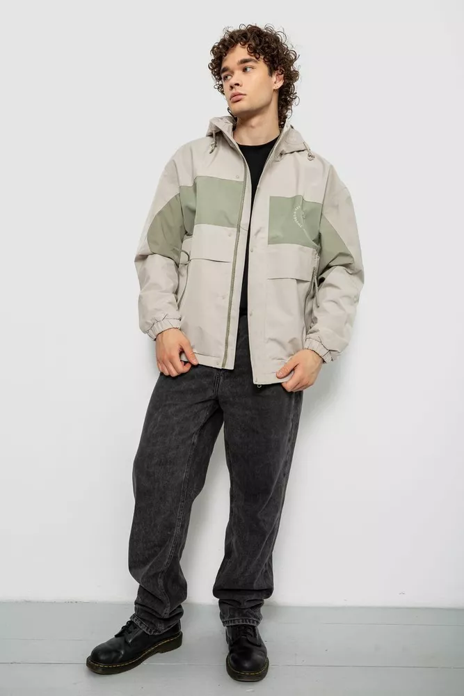 Купить Ветровка мужская с принтом  -уценка, цвет бежевый, 214R603-1-U-15 - Фото №3