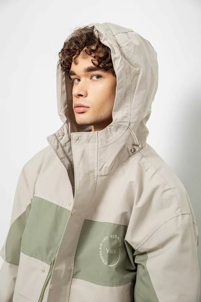 Купить Ветровка мужская с принтом  -уценка, цвет бежевый, 214R603-1-U-26 оптом - Фото №9