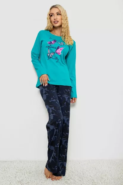 Пижама женская, цвет бирюзовый, 243R1050