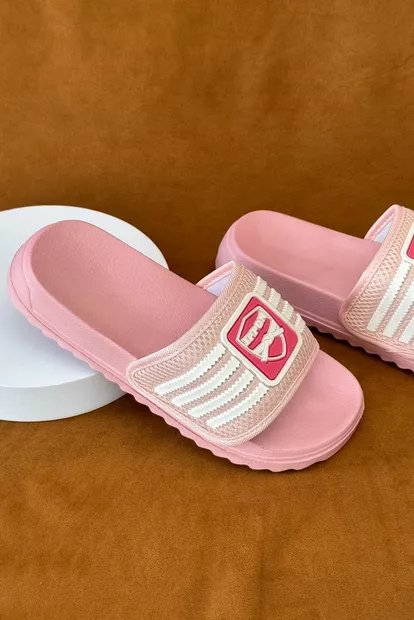 Шлепанцы женские с аппликацией, цвет розовый, 243R5030-4