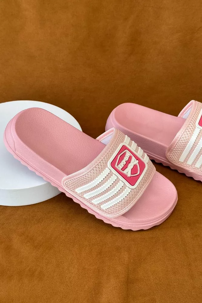 Купить Шлепанцы женские с аппликацией, цвет розовый, 243R5030-4 - Фото №1