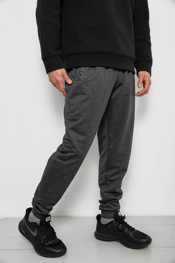 Купить Спортивные штаны мужские однотонные, цвет серый, 244R41736 - Фото №3
