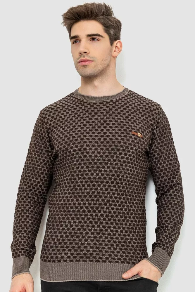 Купить Свитер мужской, цвет бежево-коричневый, 214R6081 - Фото №1