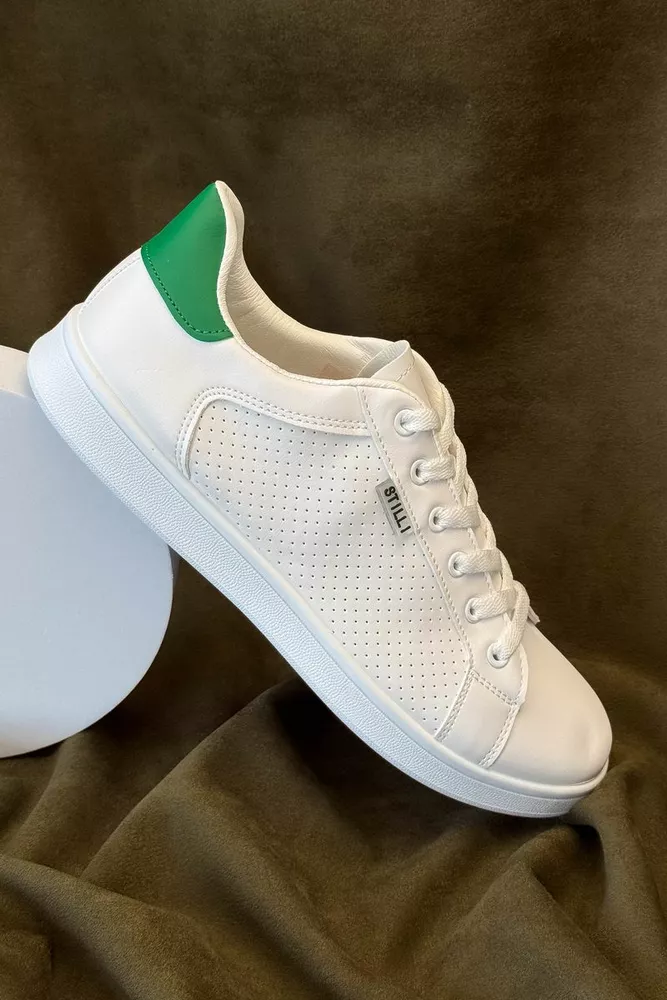 Купити Кеди чоловічі, колір біло-зелений, 248RR221 - Фото №1