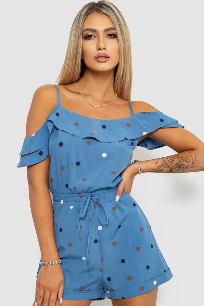 Купити Комбінезон жіночий в горошок, колір джинс, 230R157-7 - Фото №1