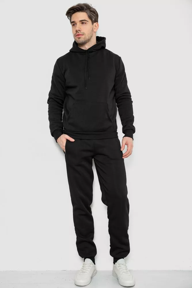 Купити Спорт костюм чоловічий на флісі, колір чорний, 129R7630-20 - Фото №1