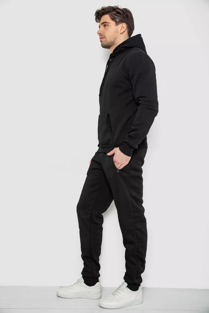 Купити Спорт костюм чоловічий на флісі, колір чорний, 129R7630-20 - Фото №3