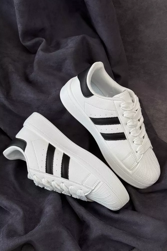 Купить Кроссовки женские демисезонные, цвет бело-черный, 248RBK10 - Фото №3