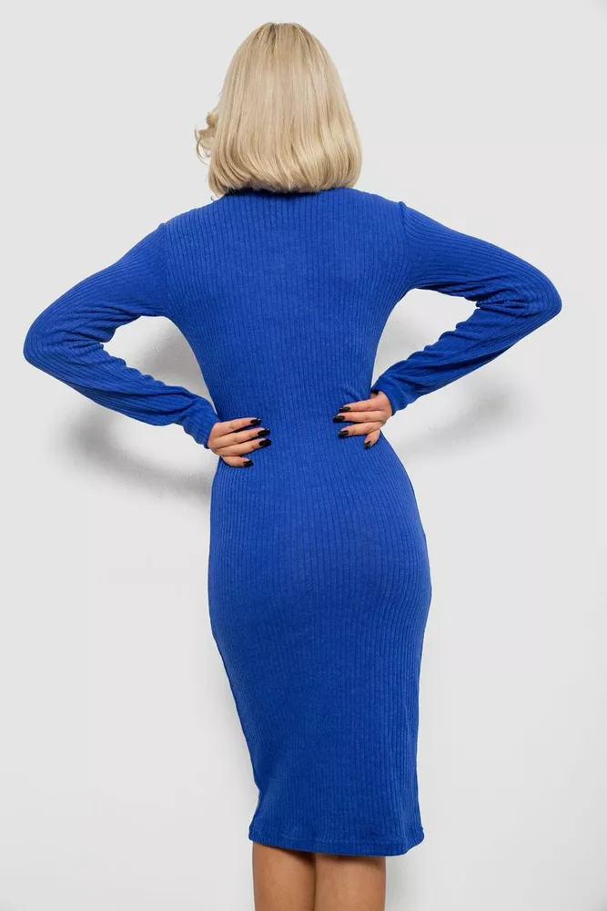 Купить Платье однотонное в рубчик, цвет синий, 257R701 - Фото №4