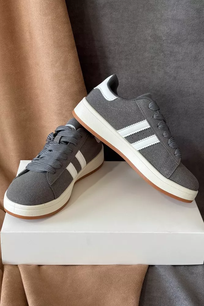 Купить Кеды женские замша, цвет темно-серый, 248RJH200 оптом - Фото №3